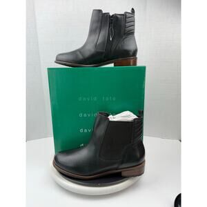 David Tate Luxe Chelsea Womens Size 10.5 Wide Ankle Boots Black Leather Booties